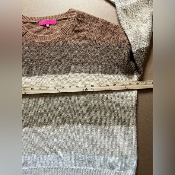 Lilly Pulitzer Elannie Wool Blend Toffee Marled Ombre Stripe Sweater XL - Picture 7 of 12